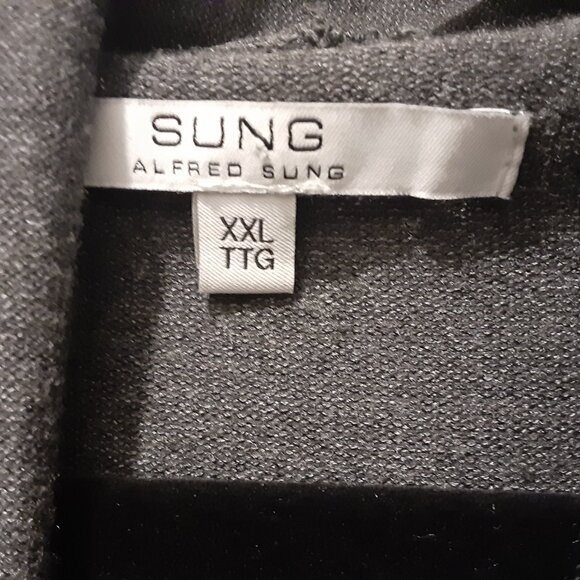 Alfred Sung Charcoal Gray Long Sleeved Draped Style Cardigan Sweater Size XXL - Picture 4 of 5